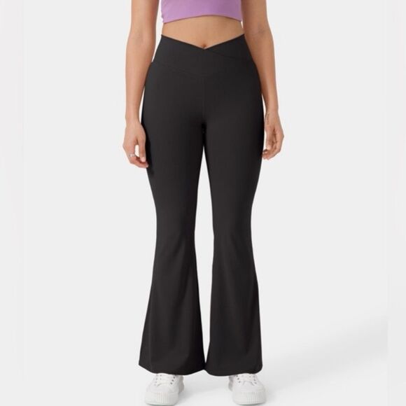 Halara Crossover High Waisted Back Pocket Super Flare Legging Black - Picture 10 of 10